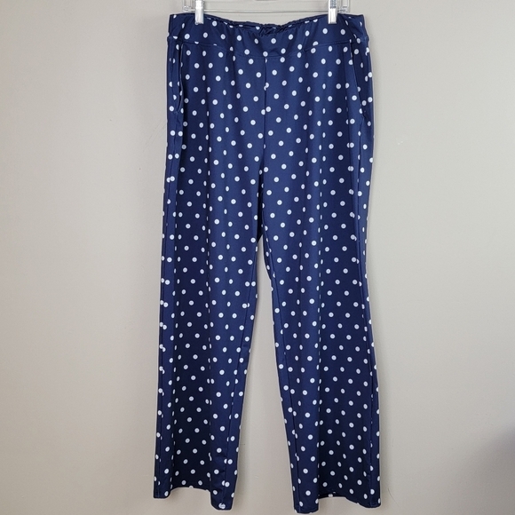 Lands' End Navy Deep Sea Polka Dot‎ Swim Cover Up/Casual Pants Sz L (14-16) - Picture 2 of 8